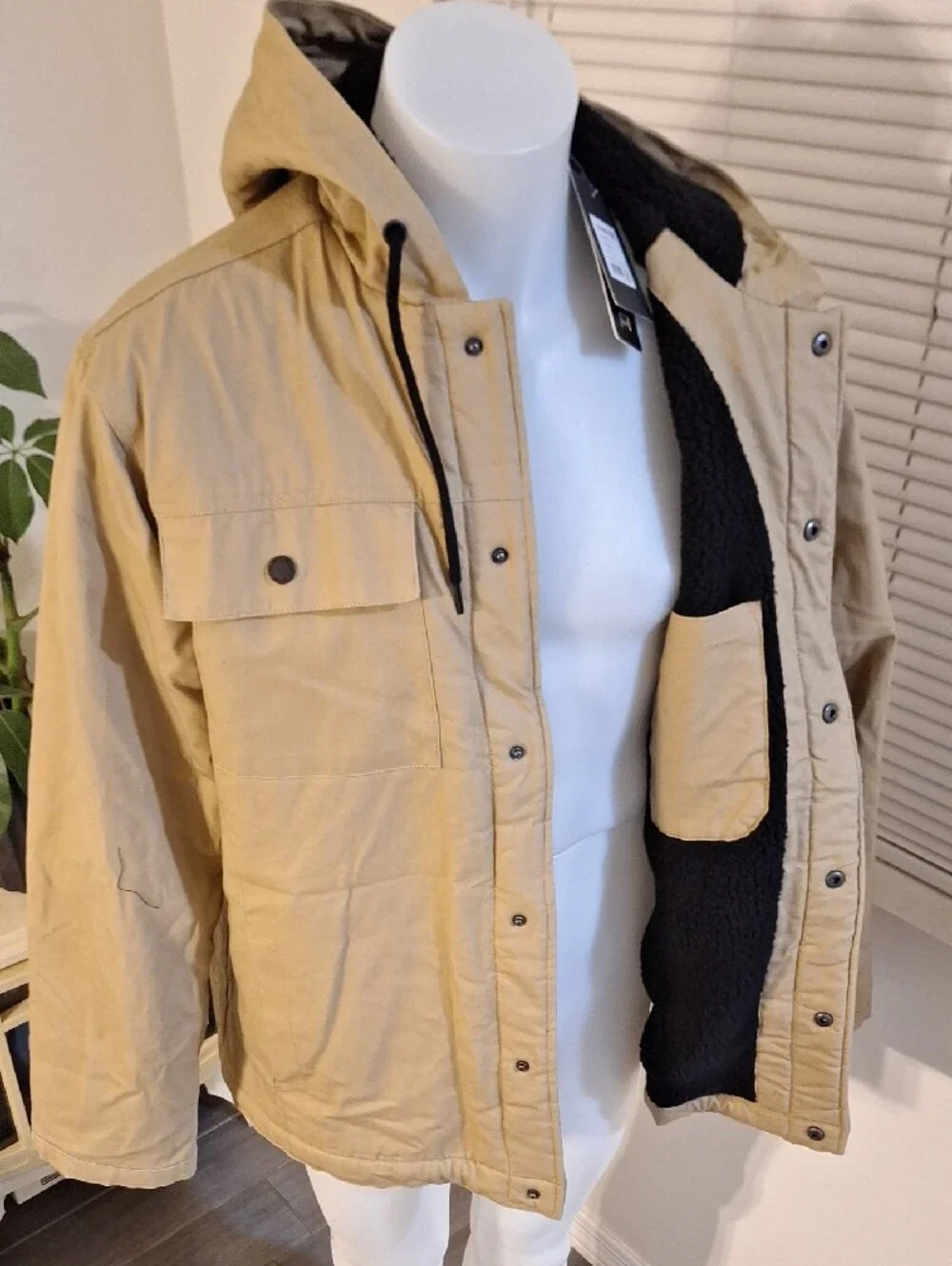 Hurley Tan Hooded Field Jacket with Black Trim